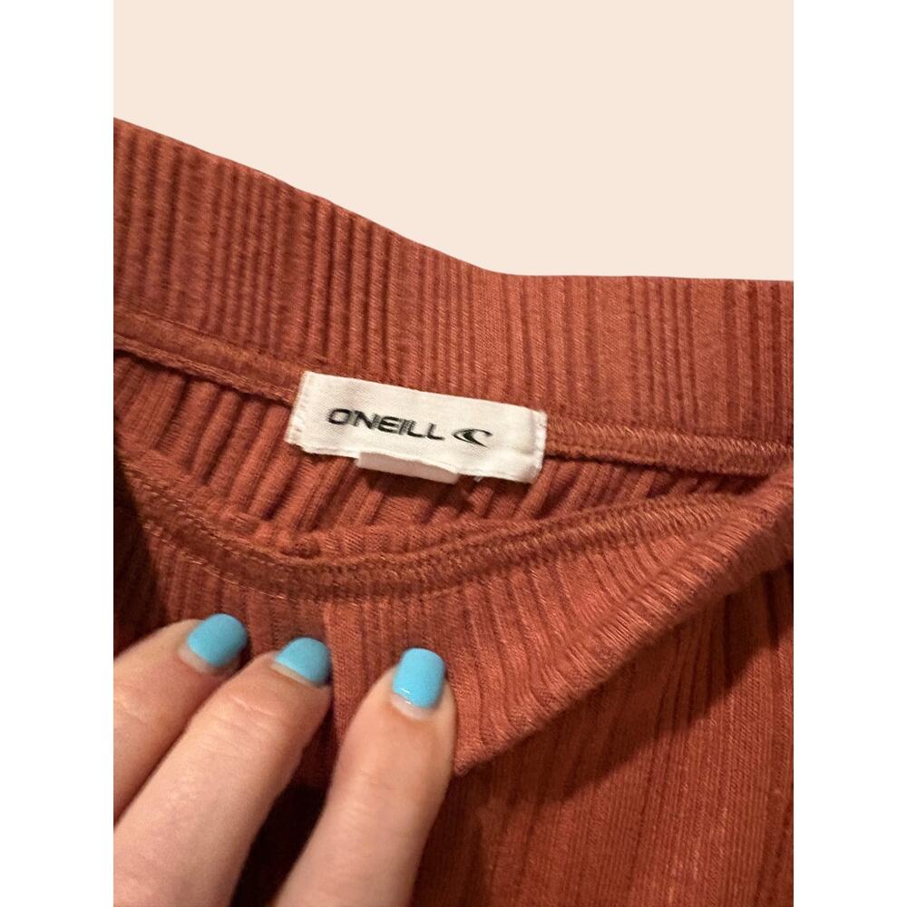 NW0T O'Neill Rib Knit Bodycon Midi Skirt Rust Terracotta Stretch Size Small XS - Picture 3 of 4
